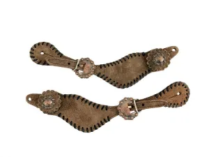 Ladies Black Buckstitch Spur Straps