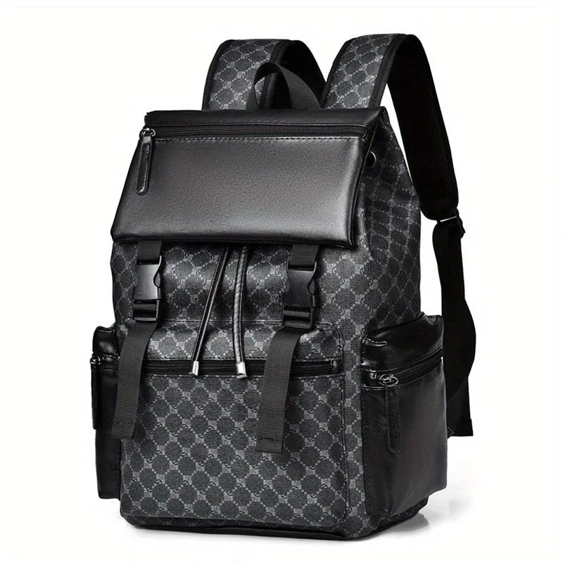 Large Capacity Mens Laptop Backpack Faux Leather Spacious Storage