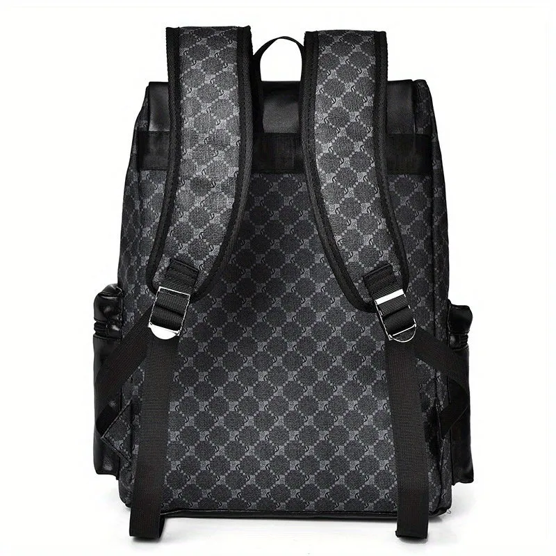 Large Capacity Mens Laptop Backpack Faux Leather Spacious Storage