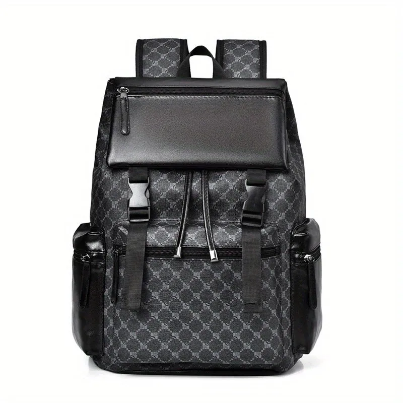Large Capacity Mens Laptop Backpack Faux Leather Spacious Storage