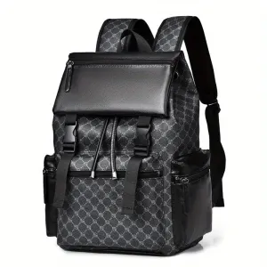 Large Capacity Mens Laptop Backpack Faux Leather Spacious Storage