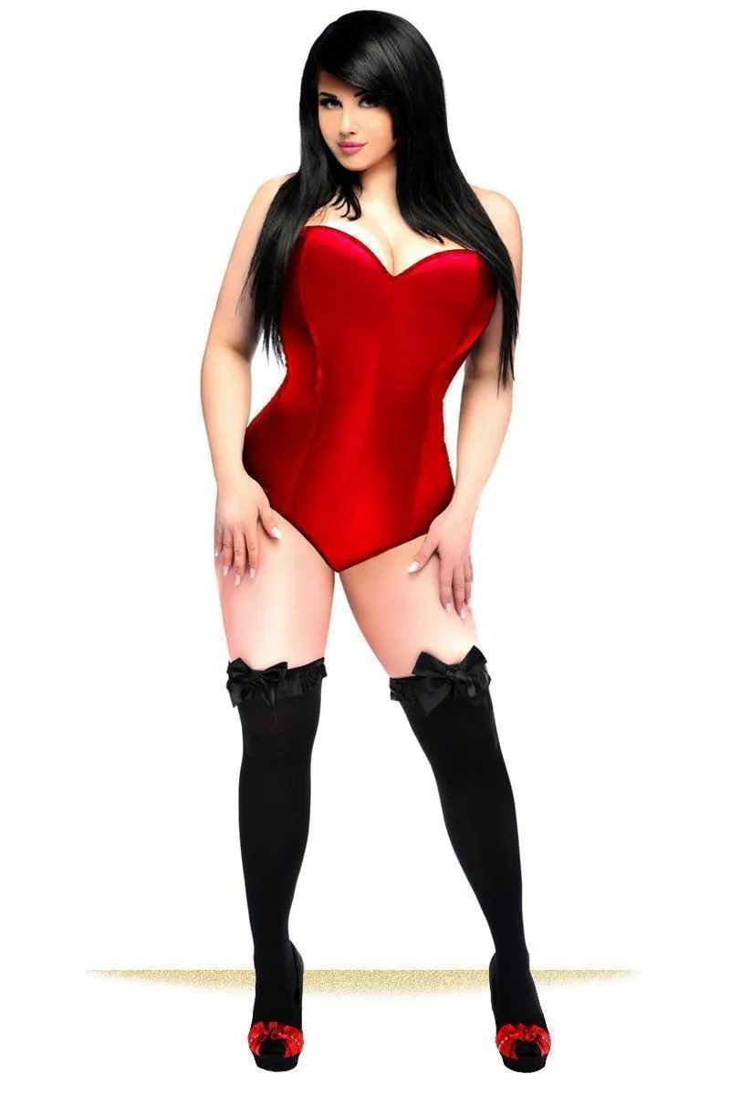 Lavish Red Satin Corset Romper
