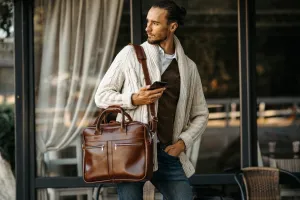 leather office briefcase, Real Leather Briefcase