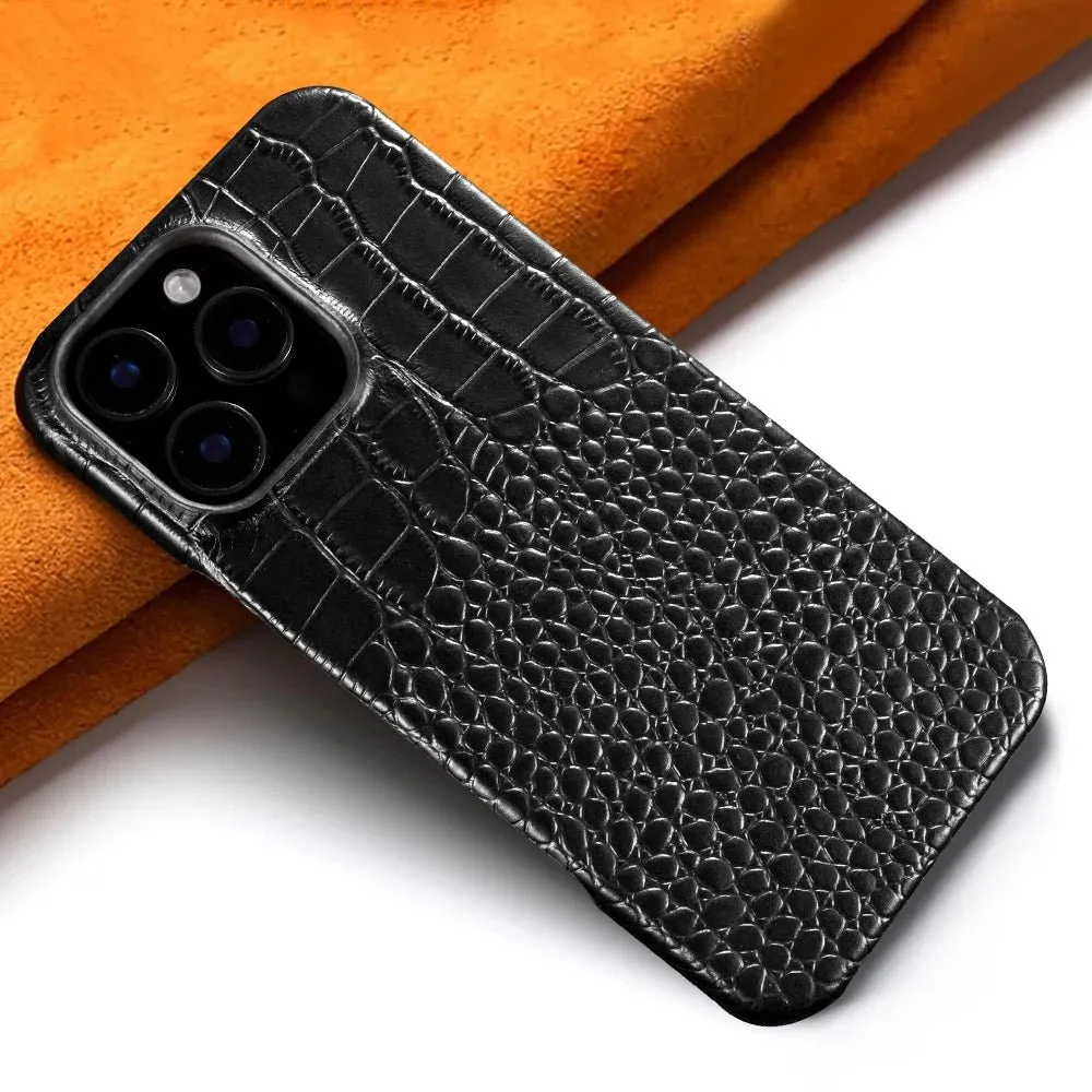 Leather Phone Case for Iphone 15 or 16 - Snake texture