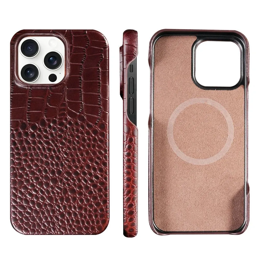 Leather Phone Case for Iphone 15 or 16 - Snake texture
