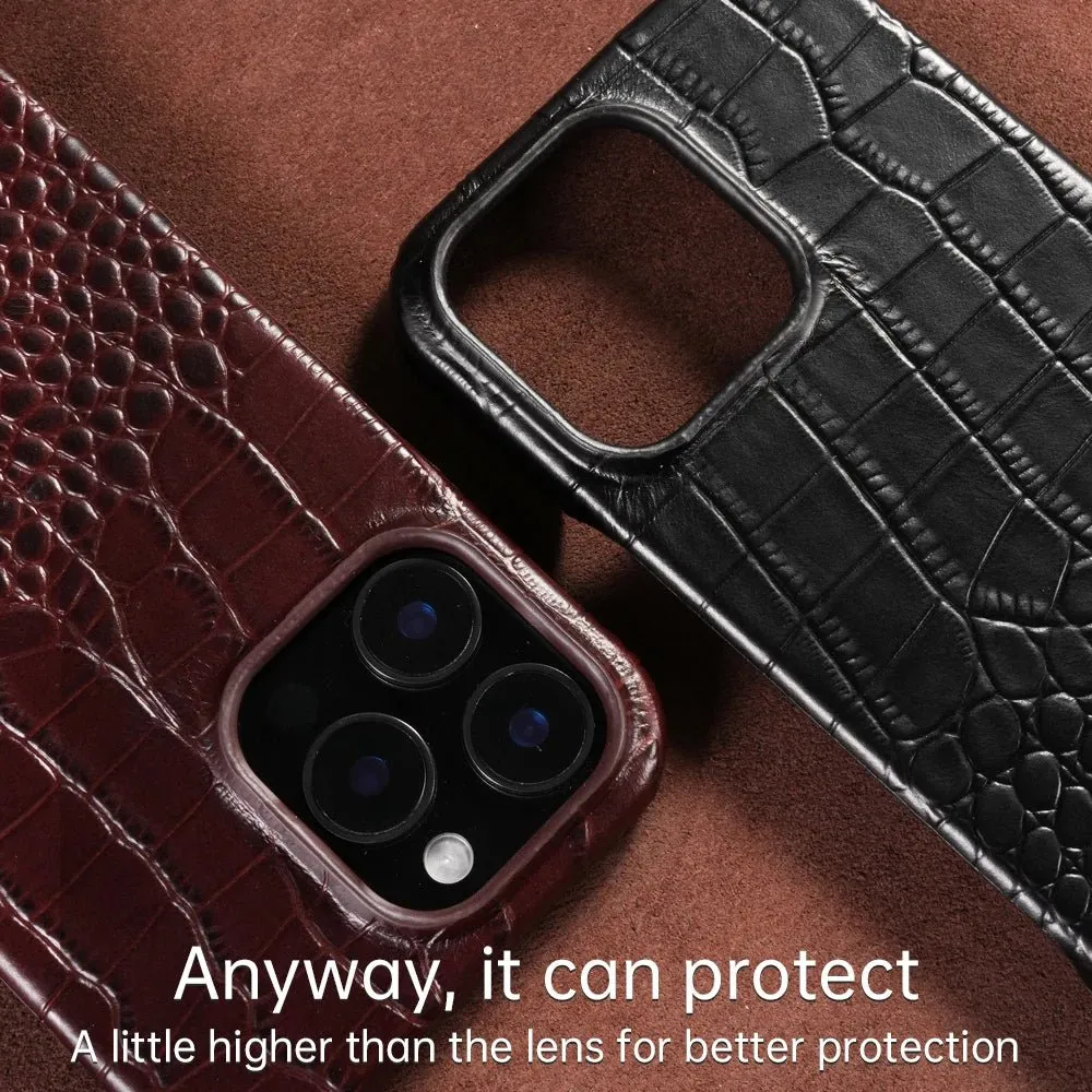 Leather Phone Case for Iphone 15 or 16 - Snake texture