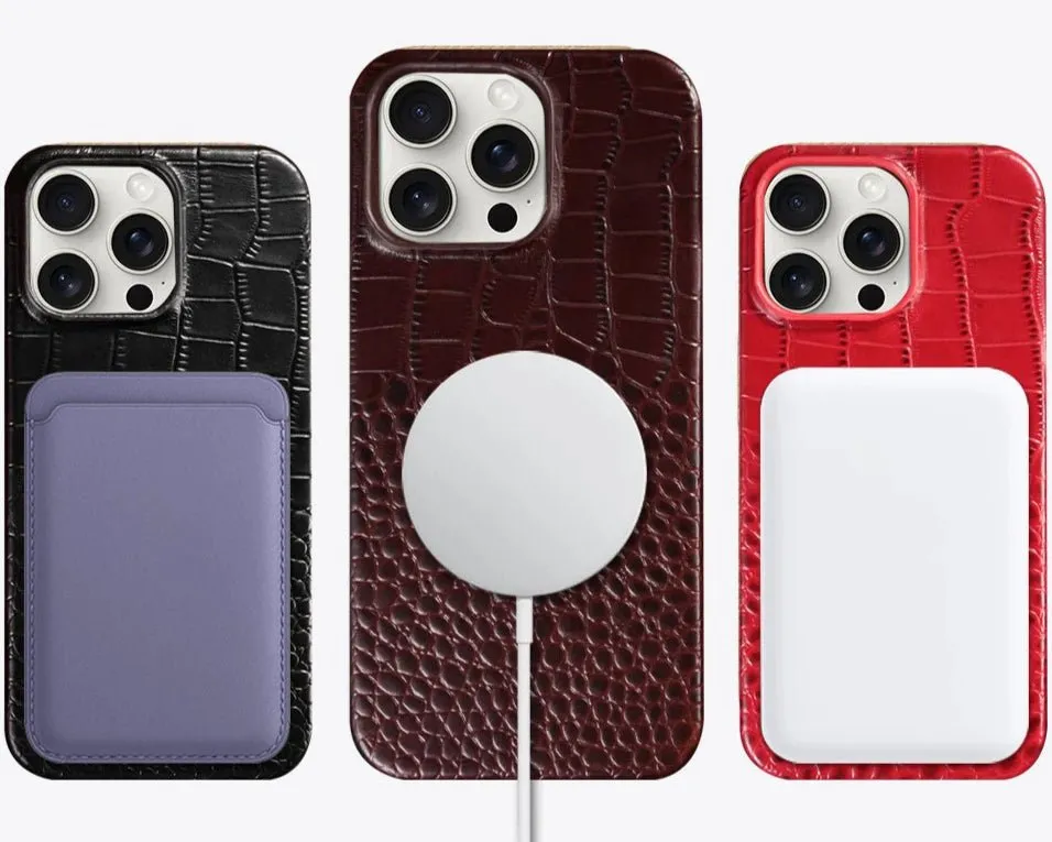 Leather Phone Case for Iphone 15 or 16 - Snake texture