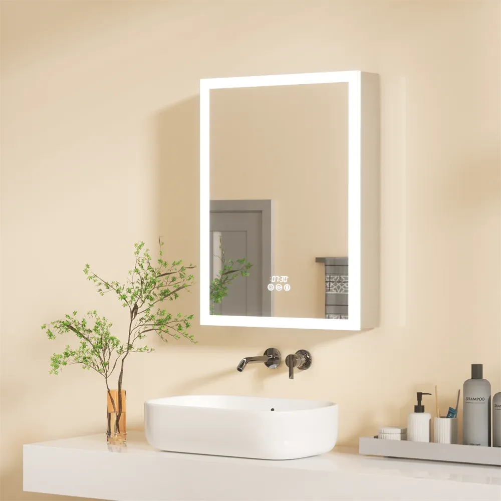 LED Bathroom Mirror Cabinet with Bluetooth, Anti-Fog, and Storage