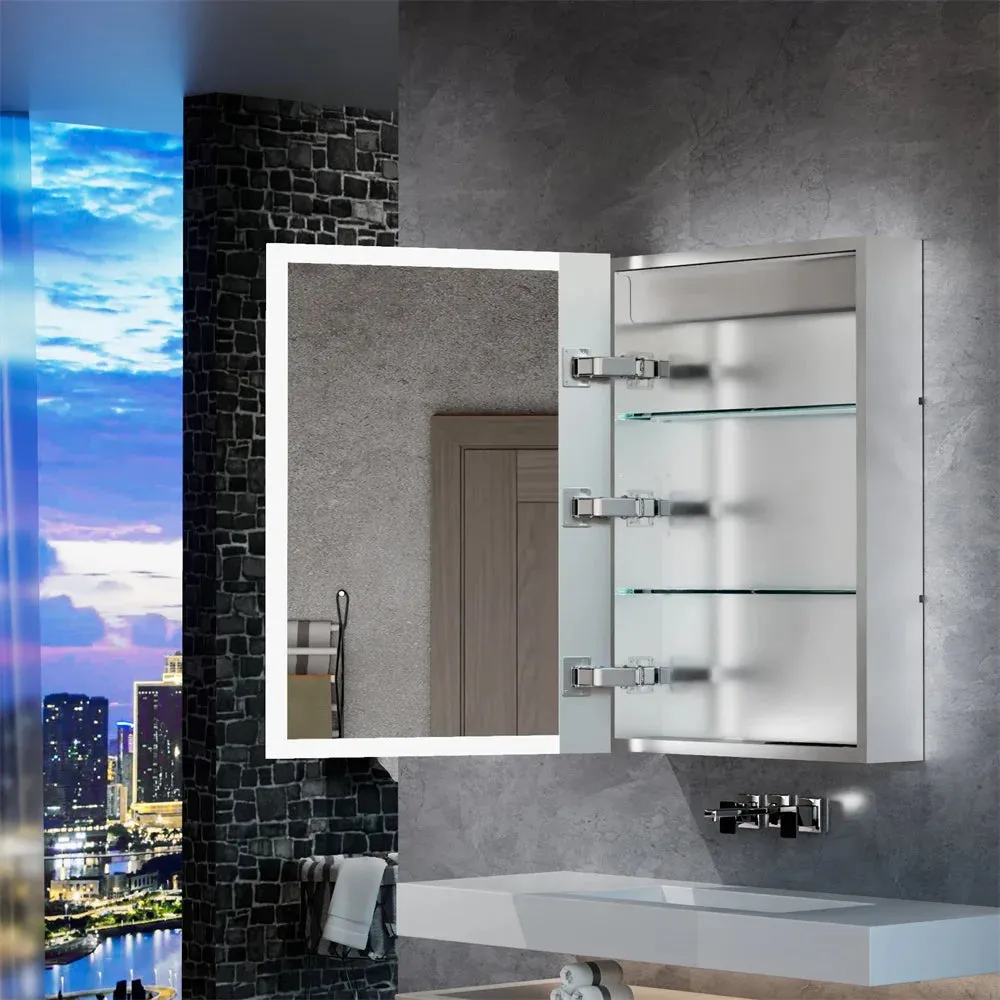LED Bathroom Mirror Cabinet with Bluetooth, Anti-Fog, and Storage