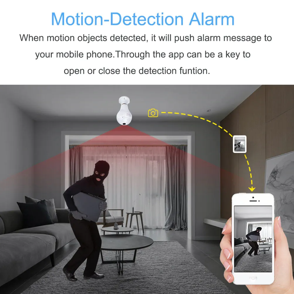 Light Bulb Shape Security Camera with Mobile App