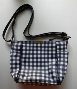 Liz Claiborne Navy Blue & White Gingham Check Plaid Purse