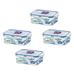 Lock & Lock HPL806C Rectangle short food container 350ml w/ divider (x4)