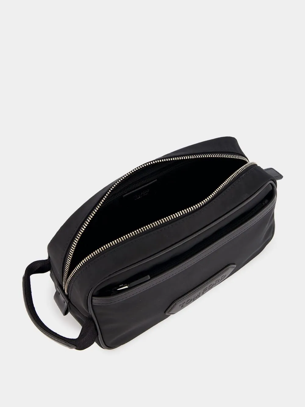 Logo-Patch Leather-Piped Small Washbag