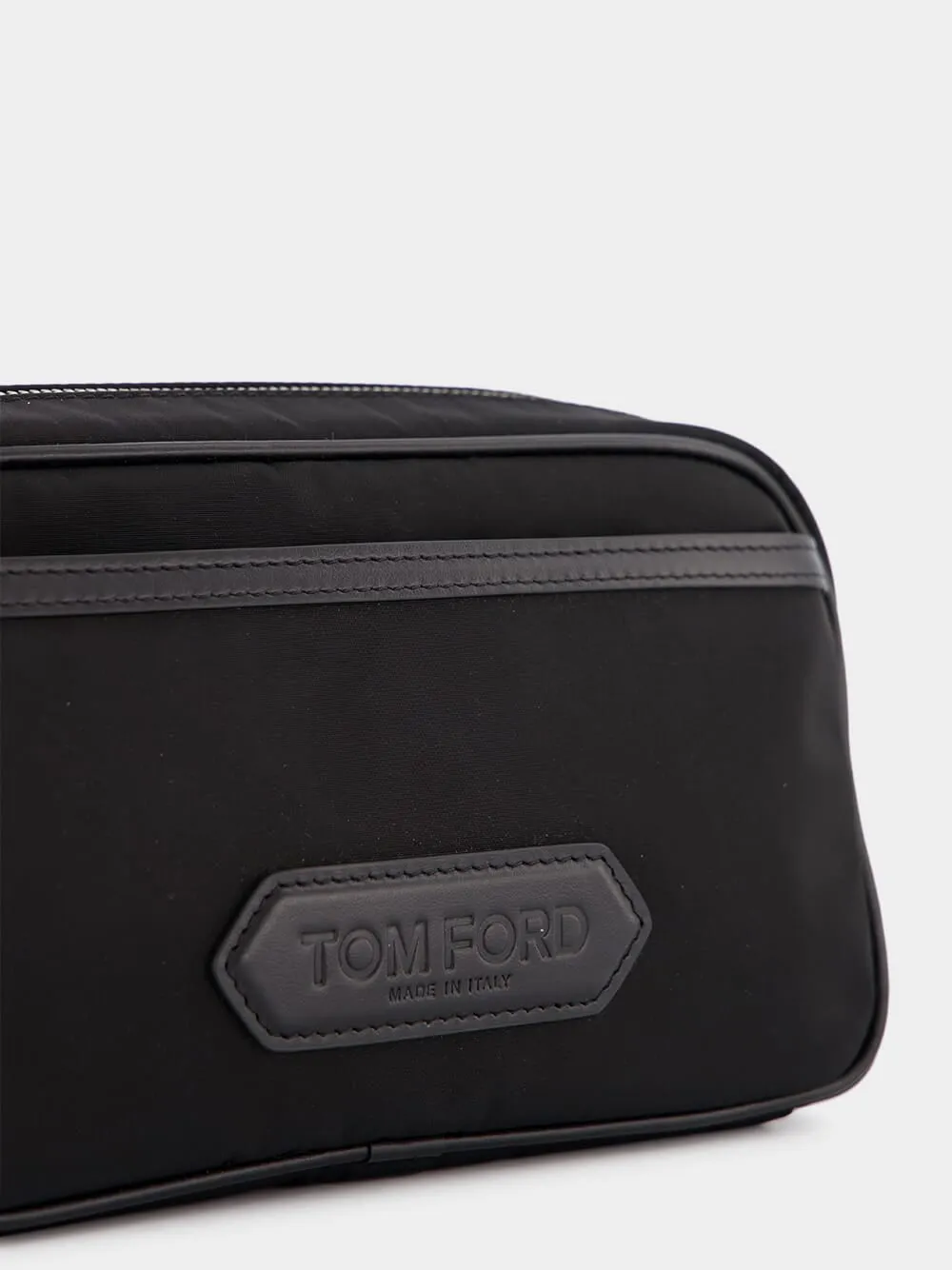 Logo-Patch Leather-Piped Small Washbag