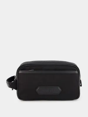 Logo-Patch Leather-Piped Small Washbag