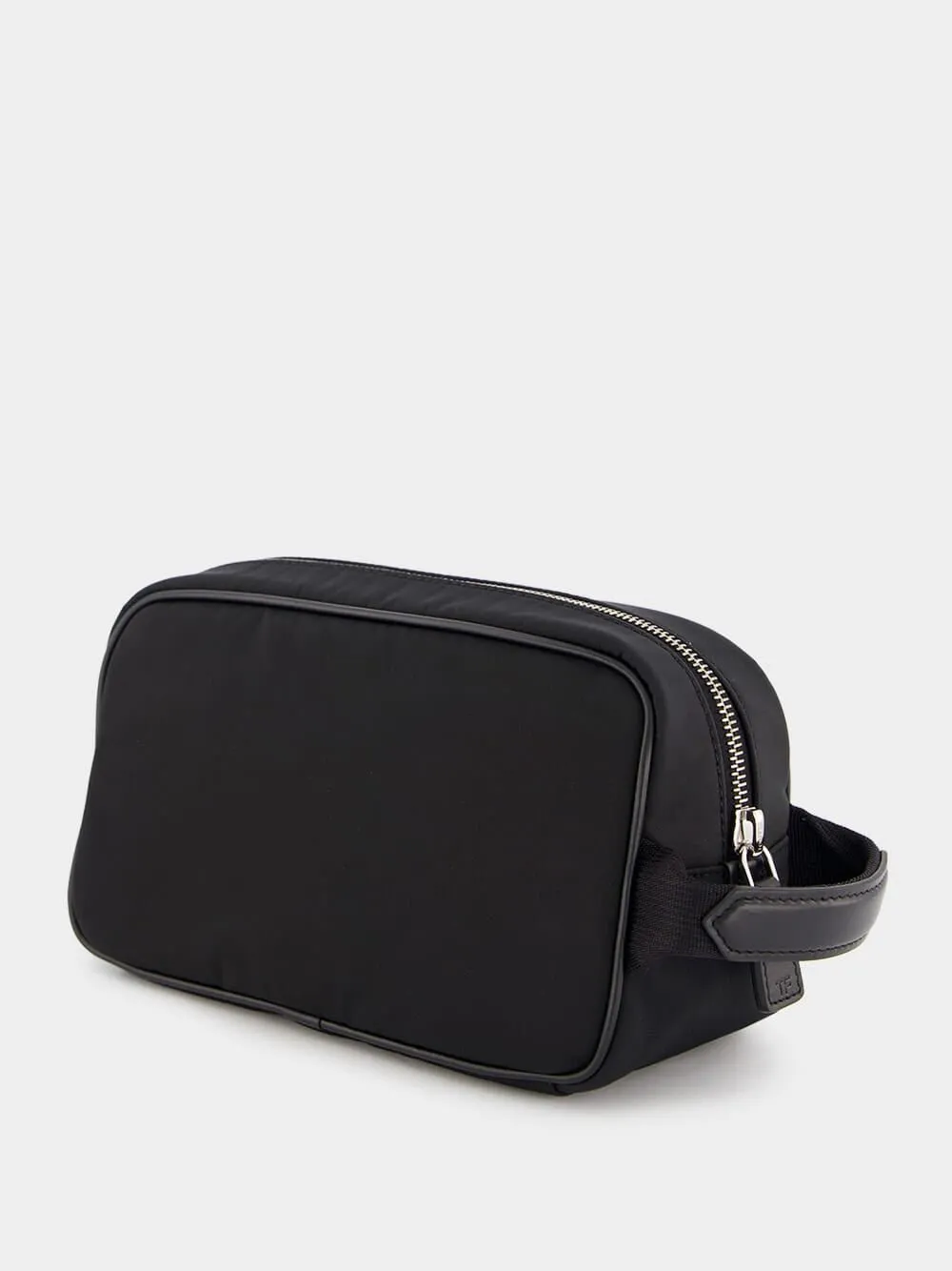Logo-Patch Leather-Piped Small Washbag