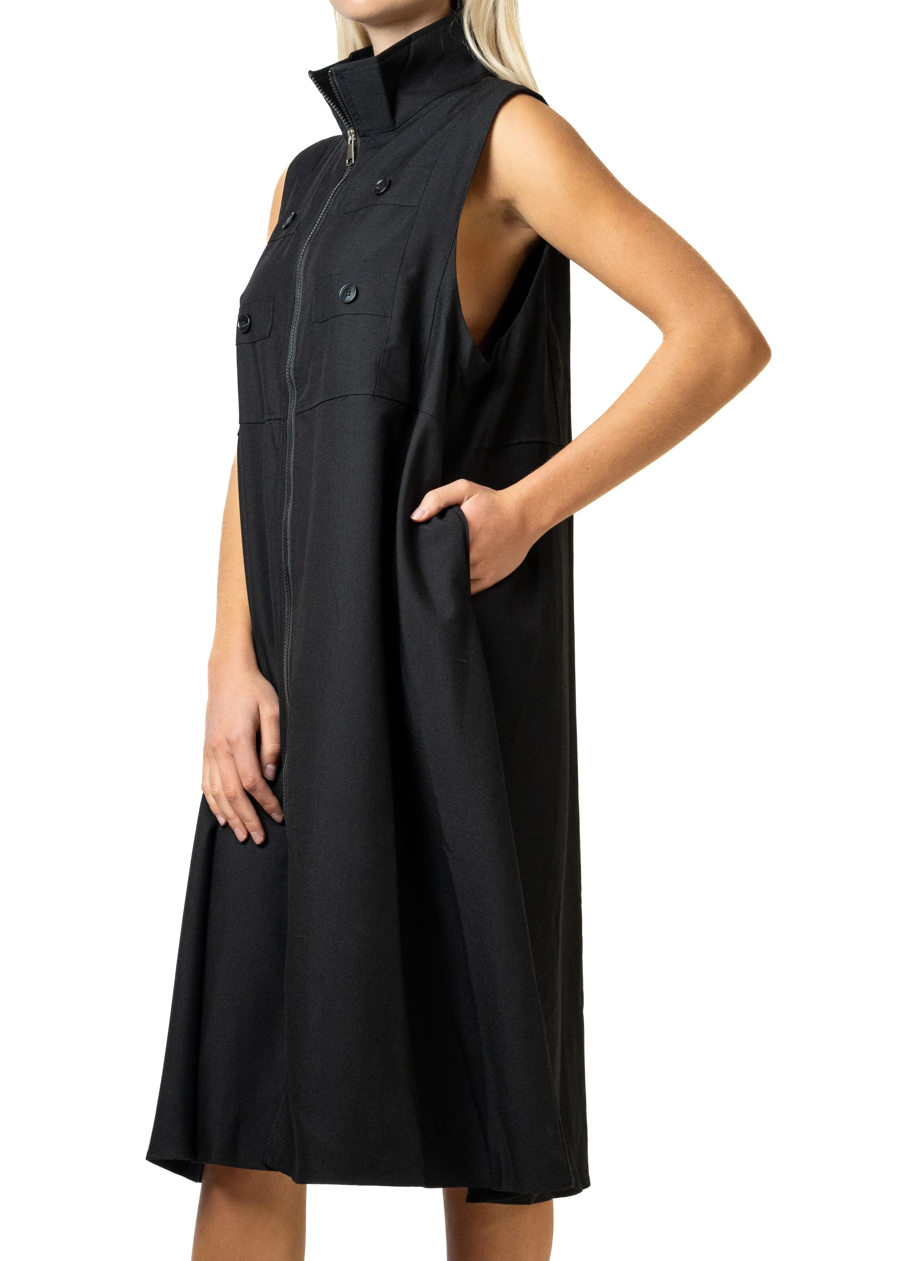 Long Mock Neck Utility Vest