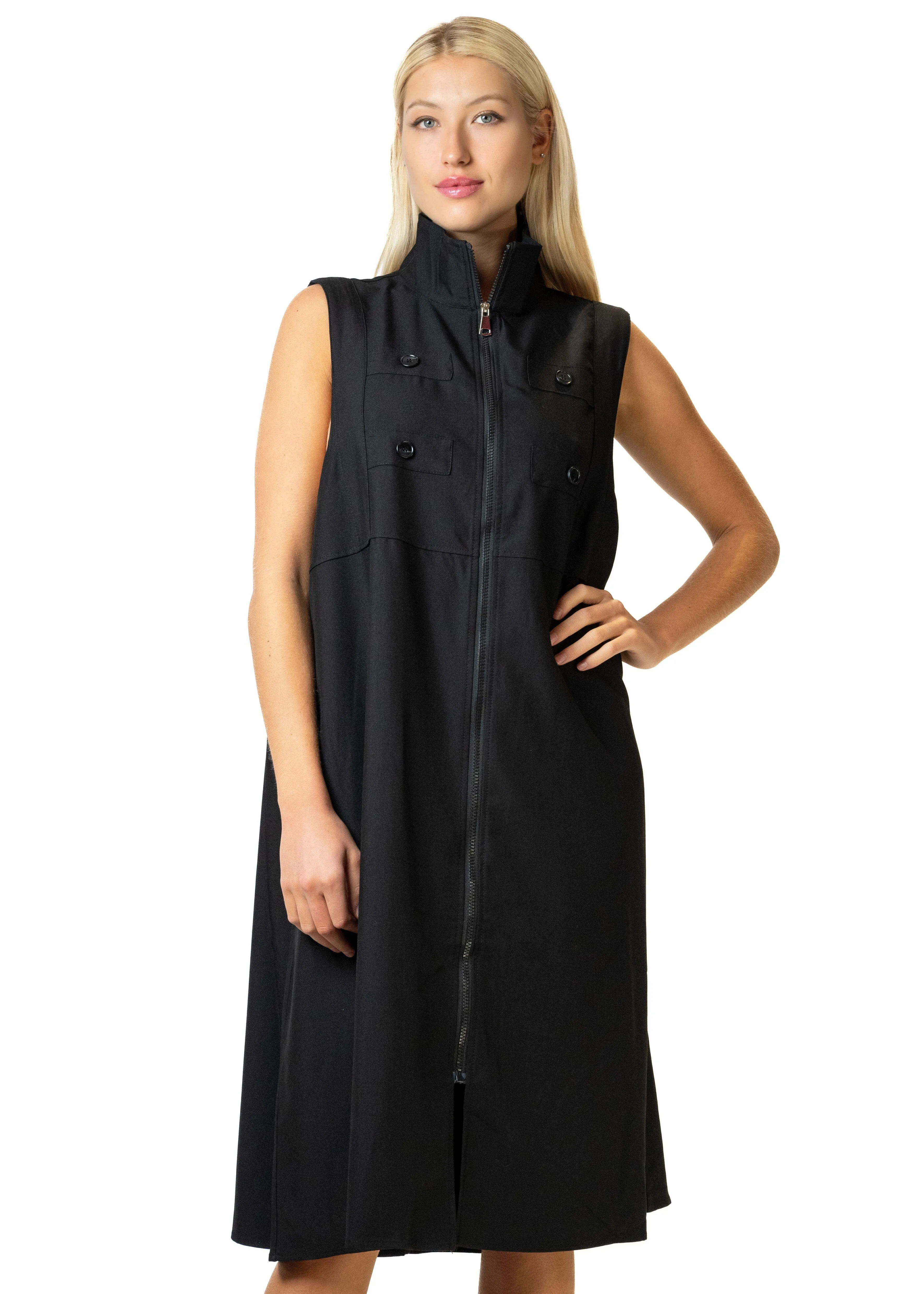 Long Mock Neck Utility Vest