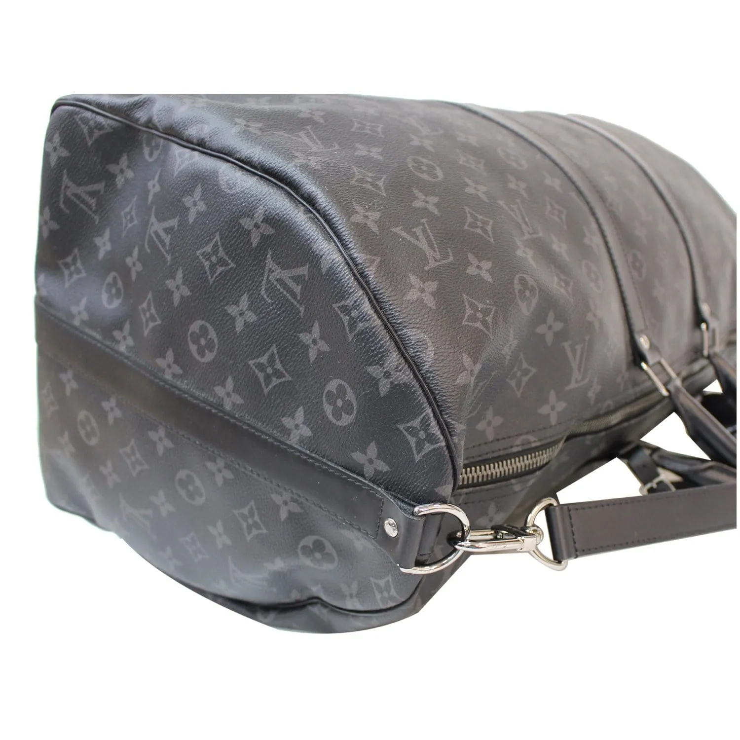 LOUIS VUITTON Keepall 55 Bandouliere Monogram Eclipse Travel Bag Black