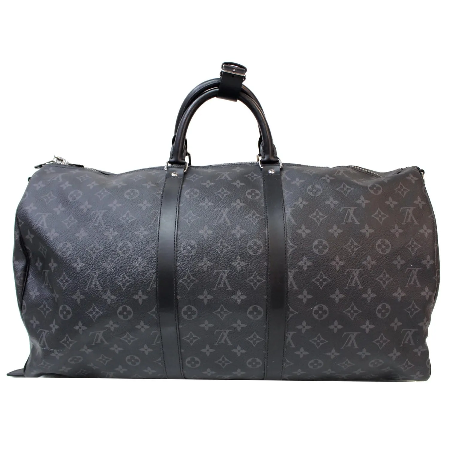 LOUIS VUITTON Keepall 55 Bandouliere Monogram Eclipse Travel Bag Black