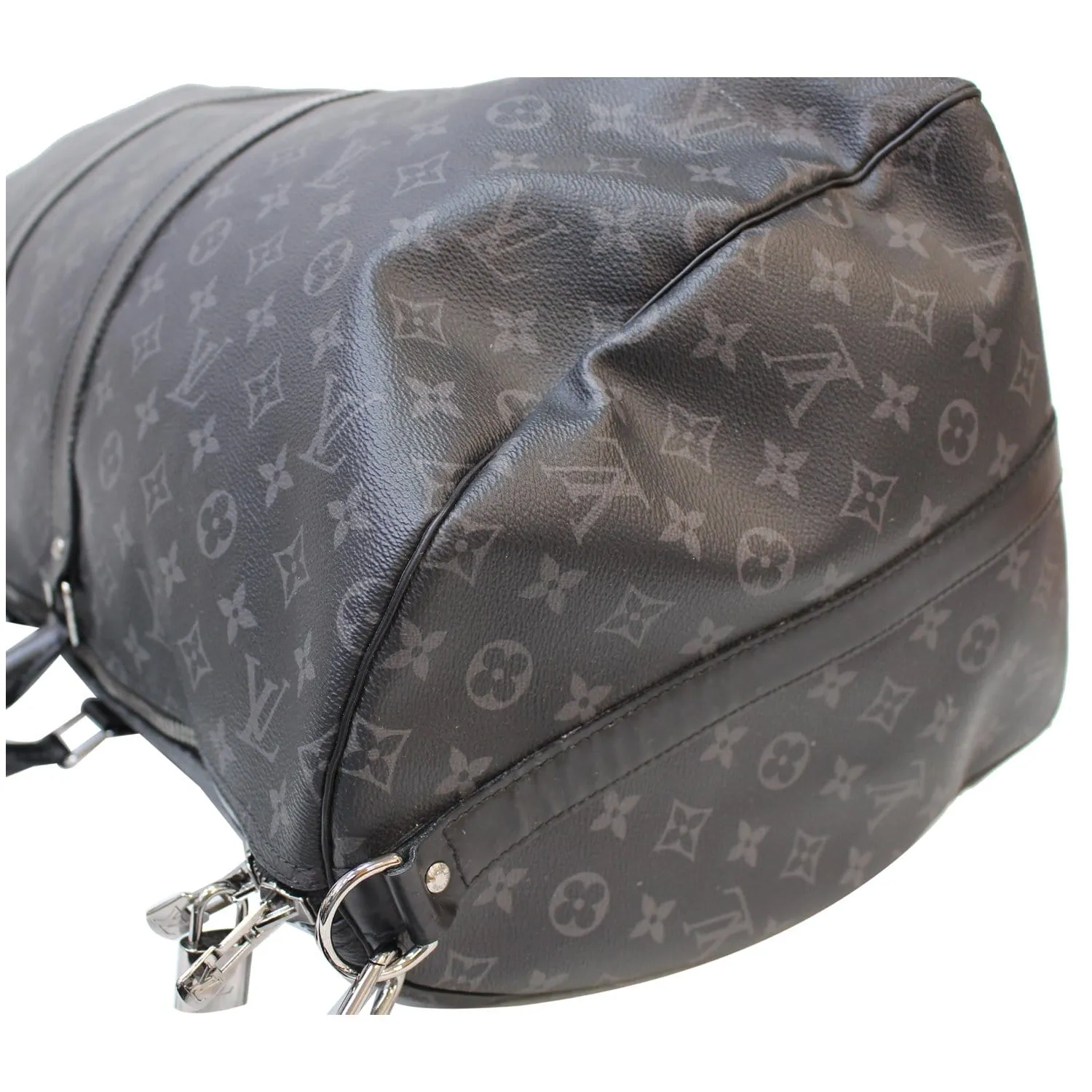 LOUIS VUITTON Keepall 55 Bandouliere Monogram Eclipse Travel Bag Black