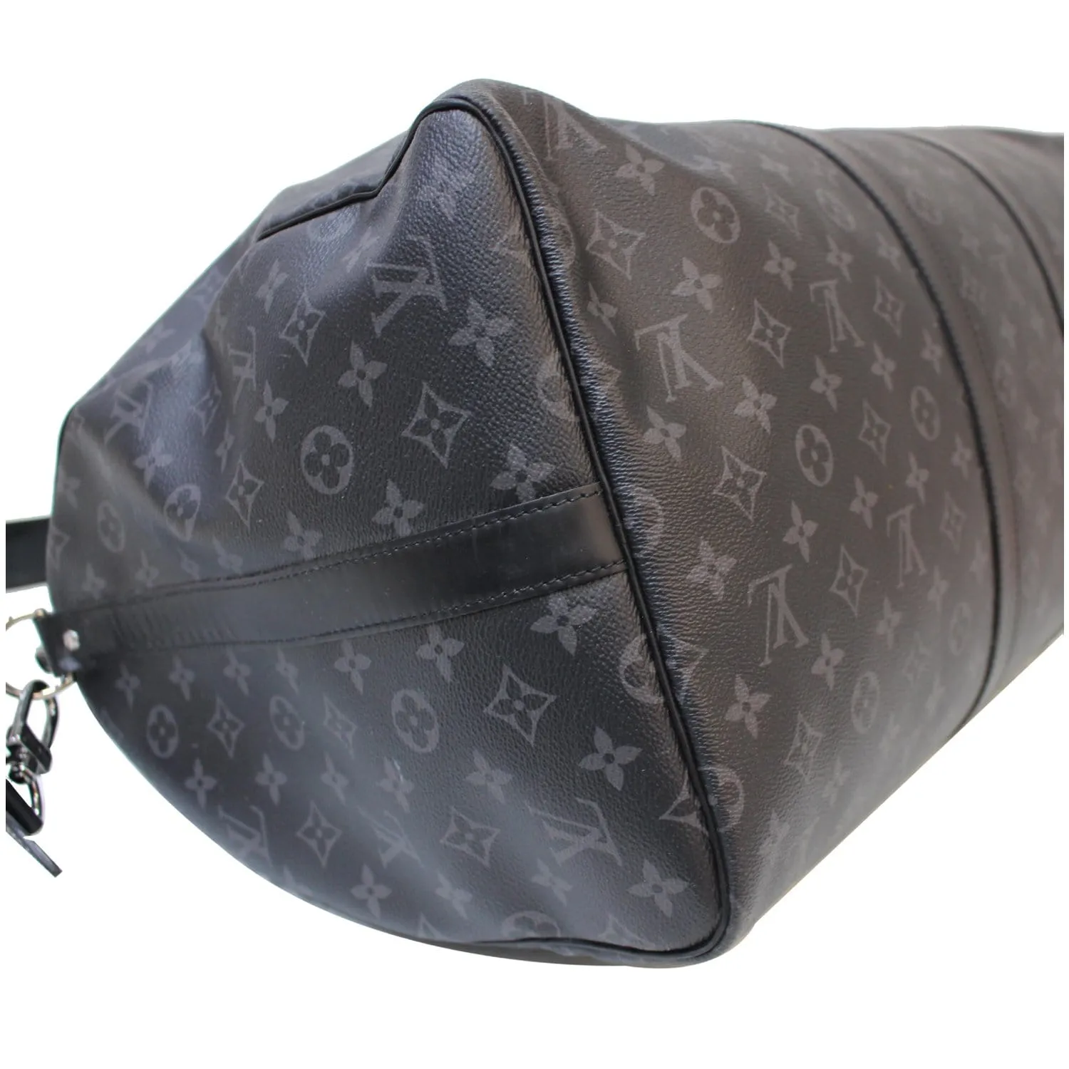 LOUIS VUITTON Keepall 55 Bandouliere Monogram Eclipse Travel Bag Black