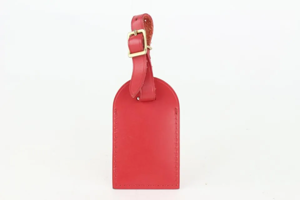 Louis Vuitton Red Leather Luggage Tag 108lv52
