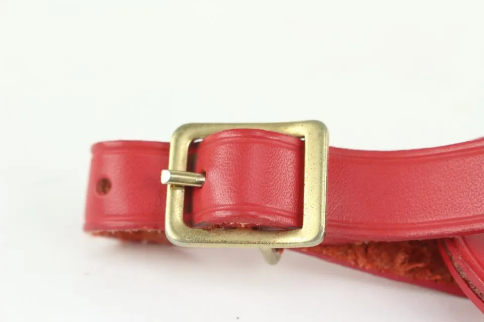 Louis Vuitton Red Leather Luggage Tag 108lv52