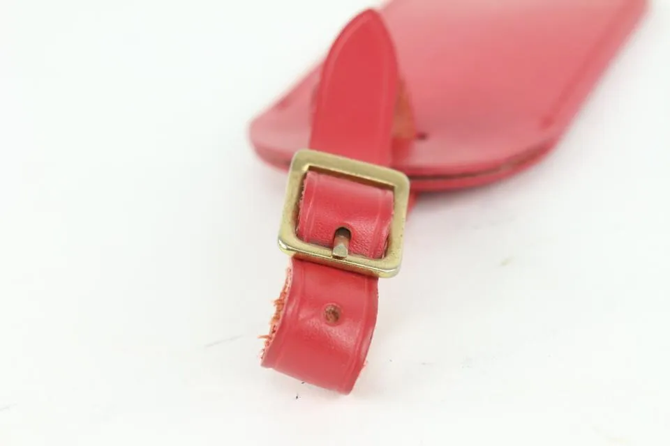 Louis Vuitton Red Leather Luggage Tag 108lv52