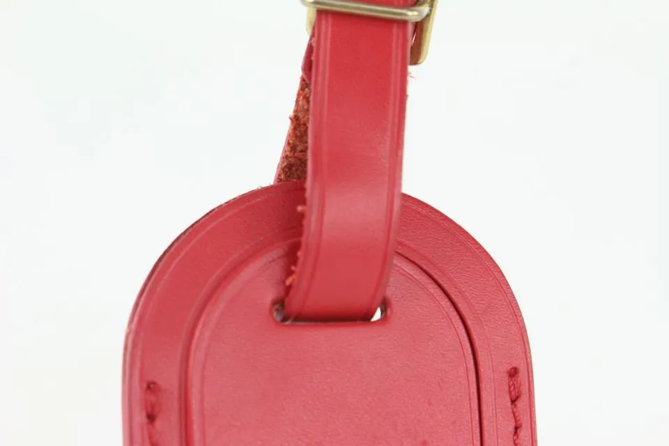 Louis Vuitton Red Leather Luggage Tag 108lv52