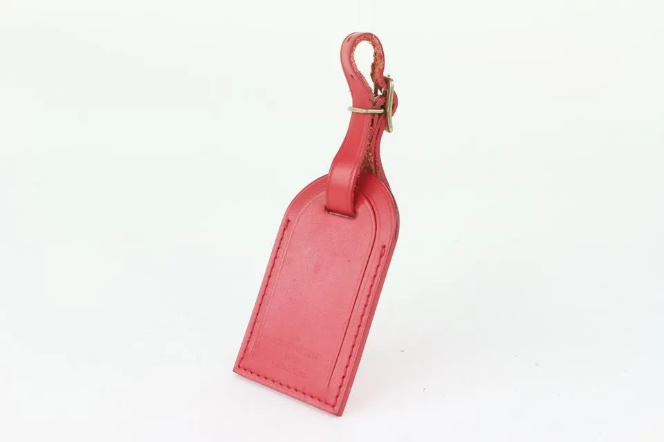 Louis Vuitton Red Leather Luggage Tag 108lv52