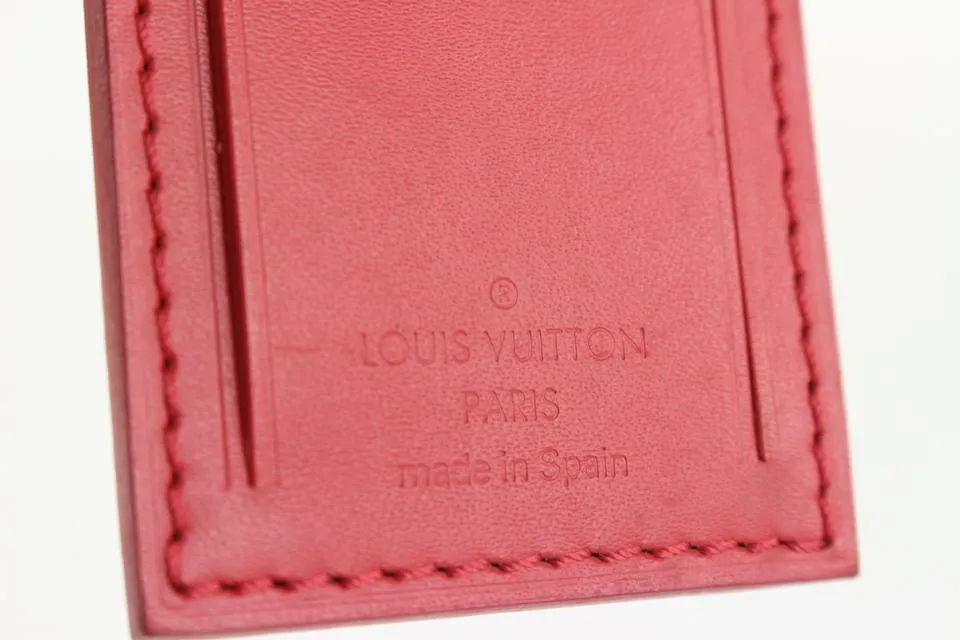 Louis Vuitton Red Leather Luggage Tag 108lv52