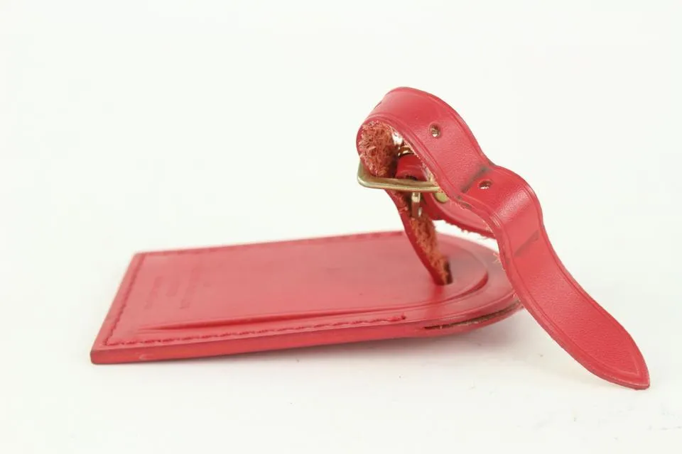 Louis Vuitton Red Leather Luggage Tag 108lv52