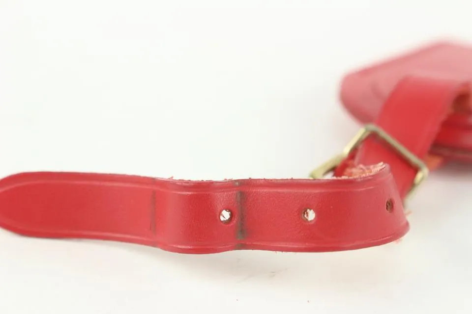 Louis Vuitton Red Leather Luggage Tag 108lv52