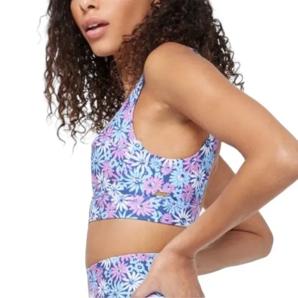 L*Space Active Tryout Sports Bra Oopsie Daisey floral print Adjustable Clip Back