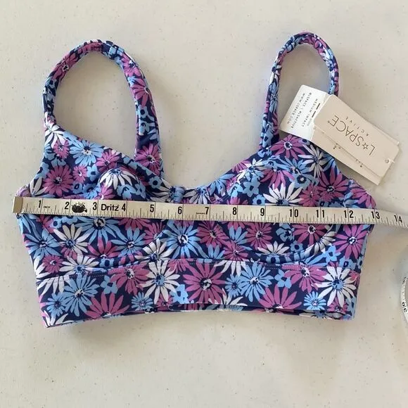 L*Space Active Tryout Sports Bra Oopsie Daisey floral print Adjustable Clip Back