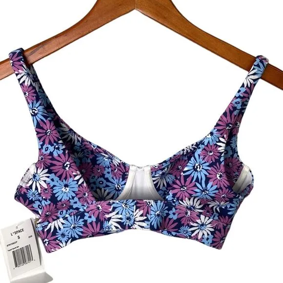 L*Space Active Tryout Sports Bra Oopsie Daisey floral print Adjustable Clip Back
