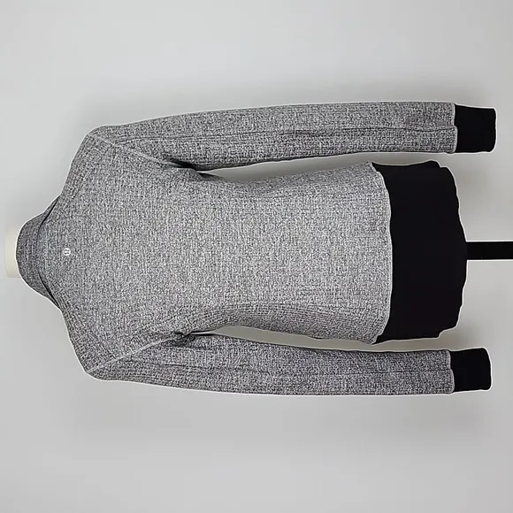 Lululemon Nice Asana Jacket Herringbone Heathered Grey Black Stretch Size 10