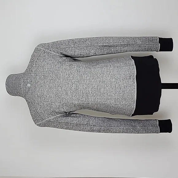 Lululemon Nice Asana Jacket Herringbone Heathered Grey Black Stretch Size 10