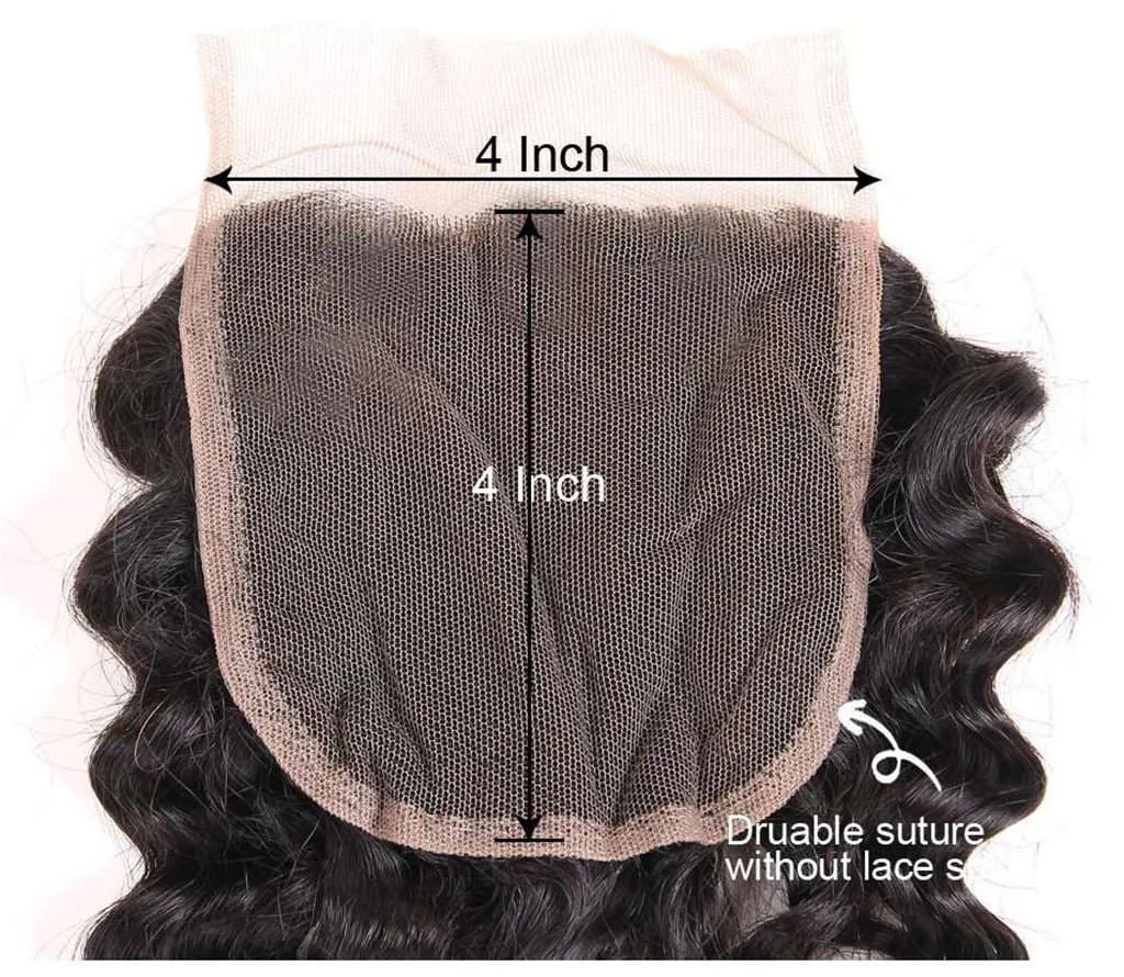 Luxurious Deep Wave 4 Bundles With Closure Natural Color