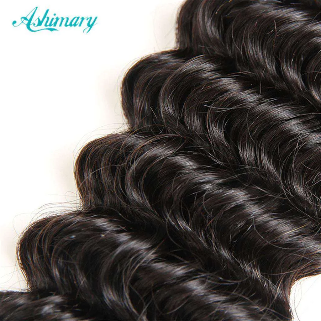 Luxurious Deep Wave 4 Bundles With Closure Natural Color