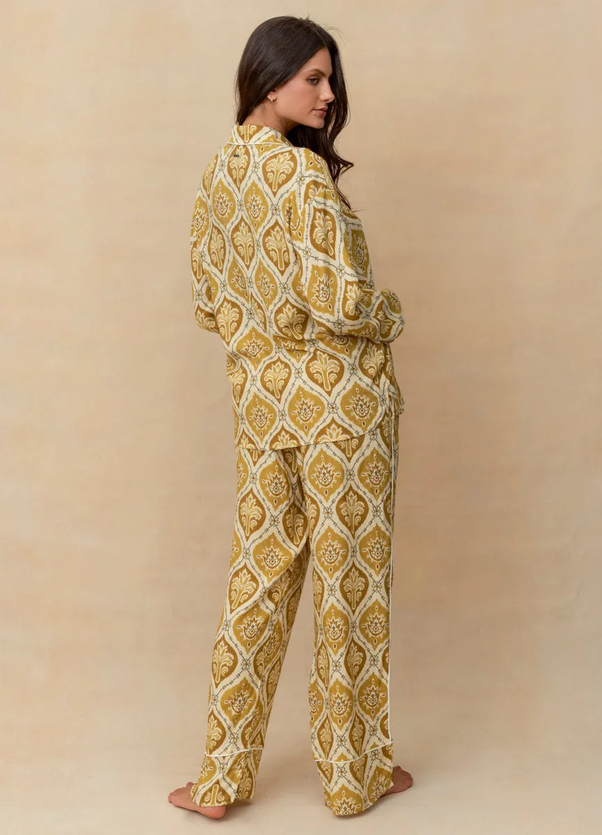 Maaji Khaki Palms Dandelion Long Sleeve Pant Set