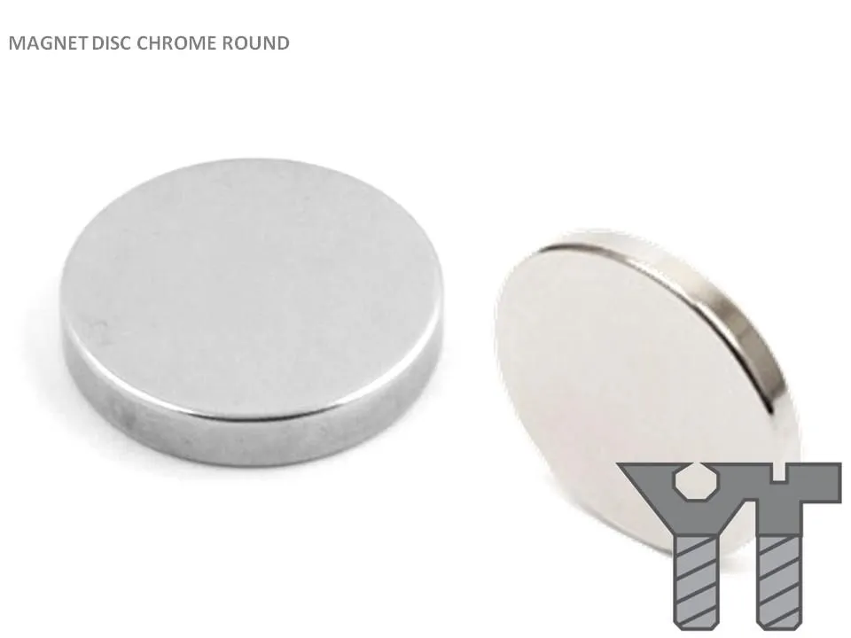 MAGNET DISC CHROME ROUND 14 X 3MM
