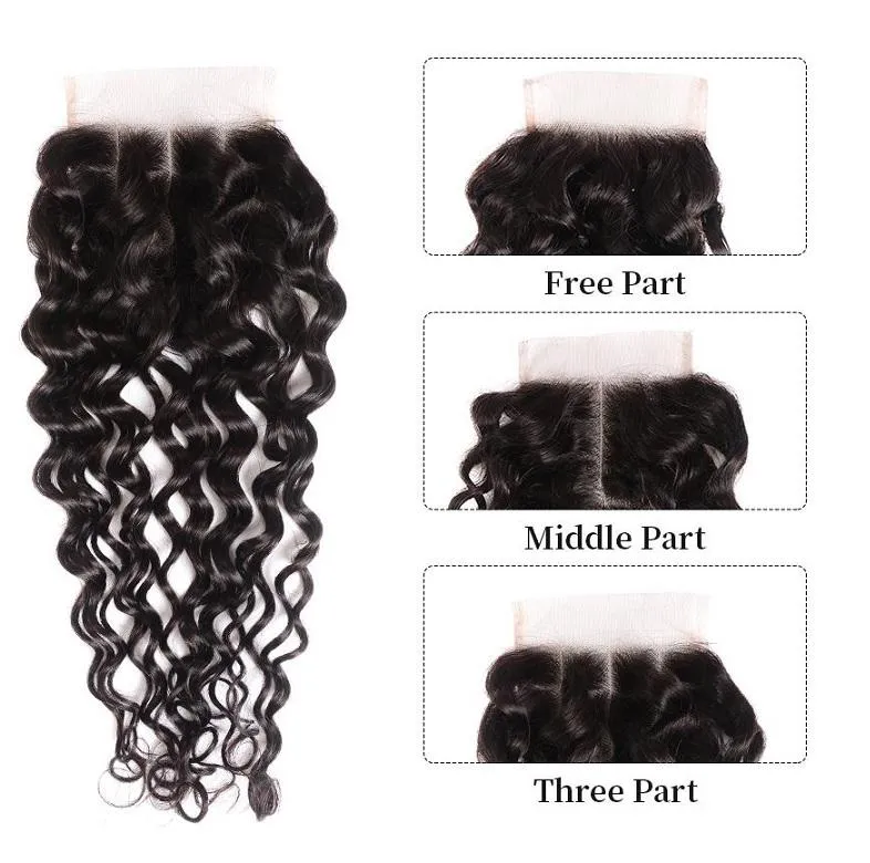 Malaysian Water Wave Bundles With 4×4 Closure 10A Grade 100% Human Remy Hair MYLOCKME