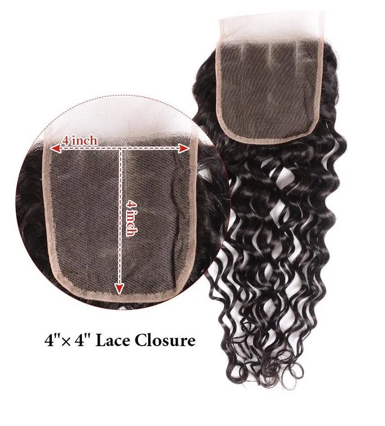 Malaysian Water Wave Bundles With 4×4 Closure 10A Grade 100% Human Remy Hair MYLOCKME
