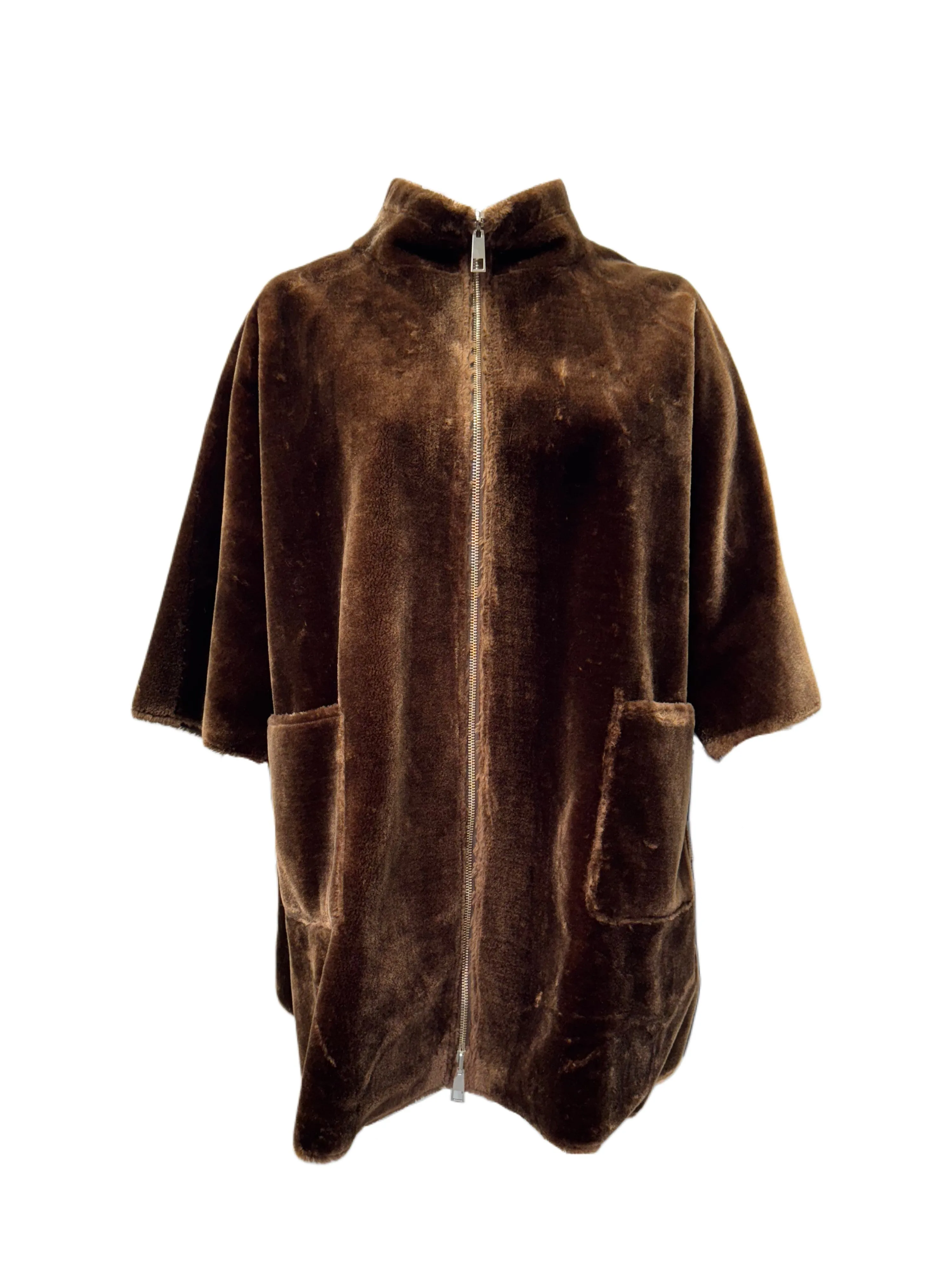 Marina Rinaldi Women's Brown Editore Zipper Closure Coat NWT