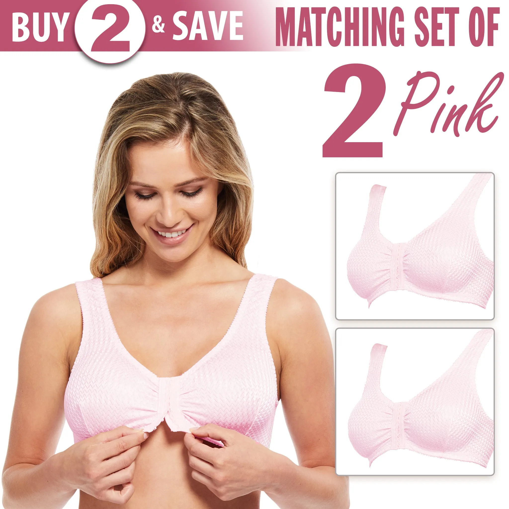 Matching Set of 3 Carole Martin Full-Freedom Comfort Front Closure Bra for Women, Wireless