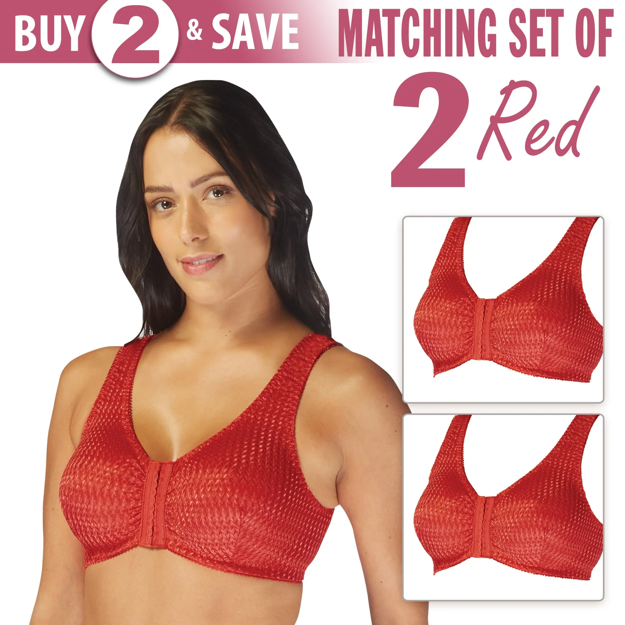 Matching Set of 3 Carole Martin Full-Freedom Comfort Front Closure Bra for Women, Wireless