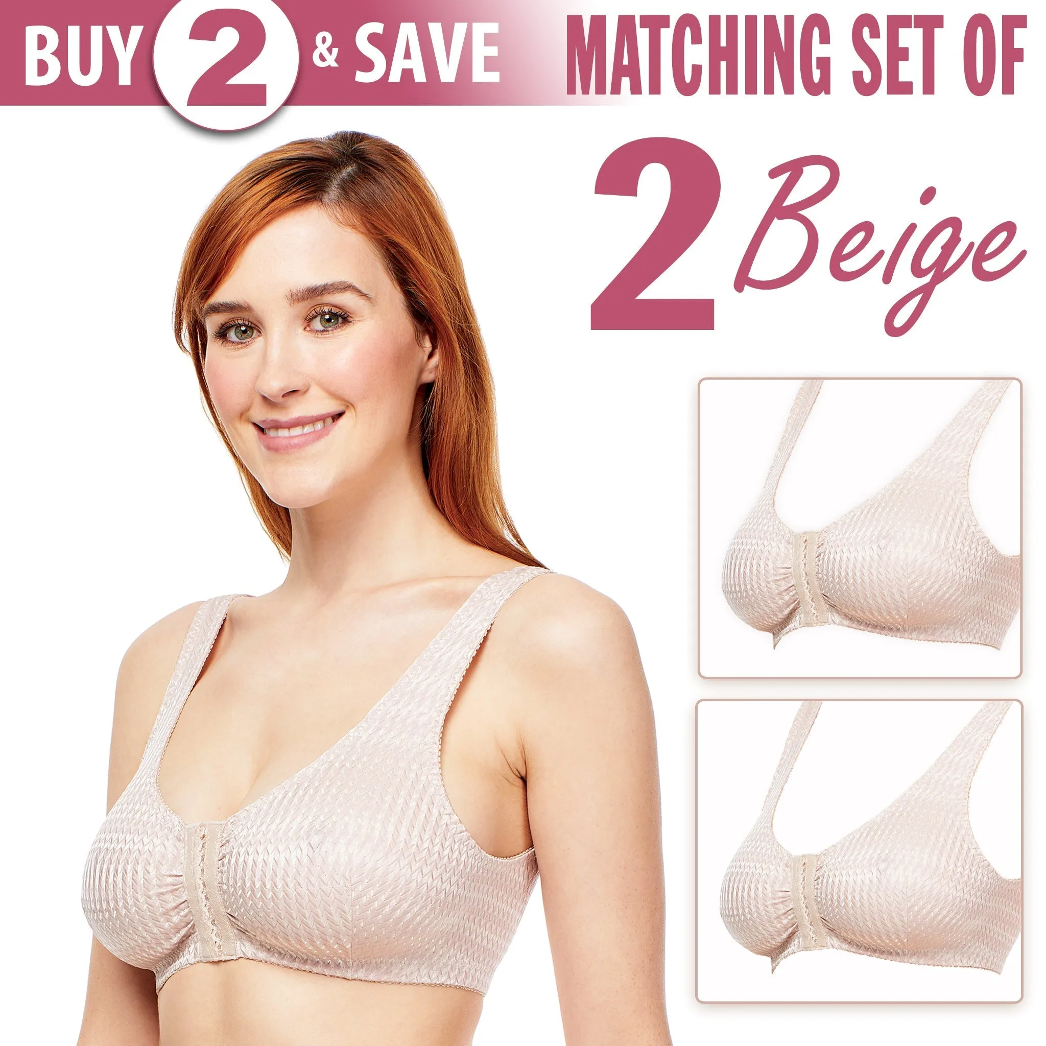 Matching Set of 3 Carole Martin Full-Freedom Comfort Front Closure Bra for Women, Wireless