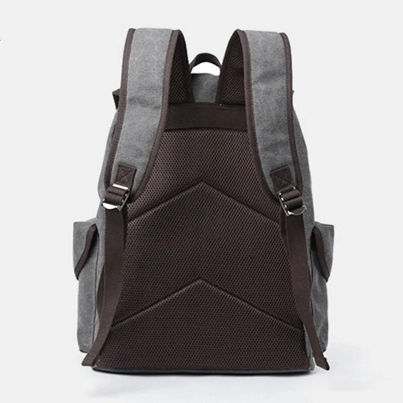 Men Washed Canvas Thickened Shoulder Backpack